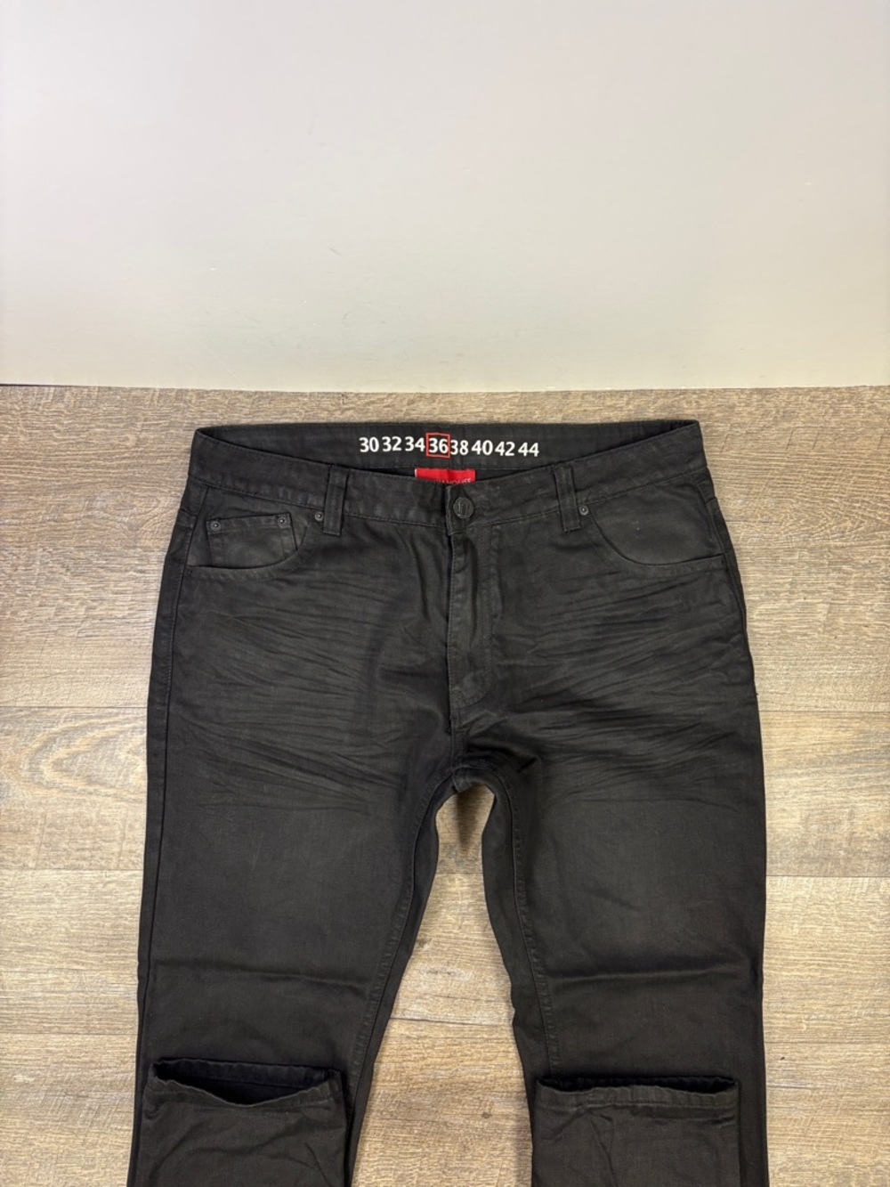 Denim House Black Coated Jeans Men’s W36 L33 Slim Straight Sheen Finish